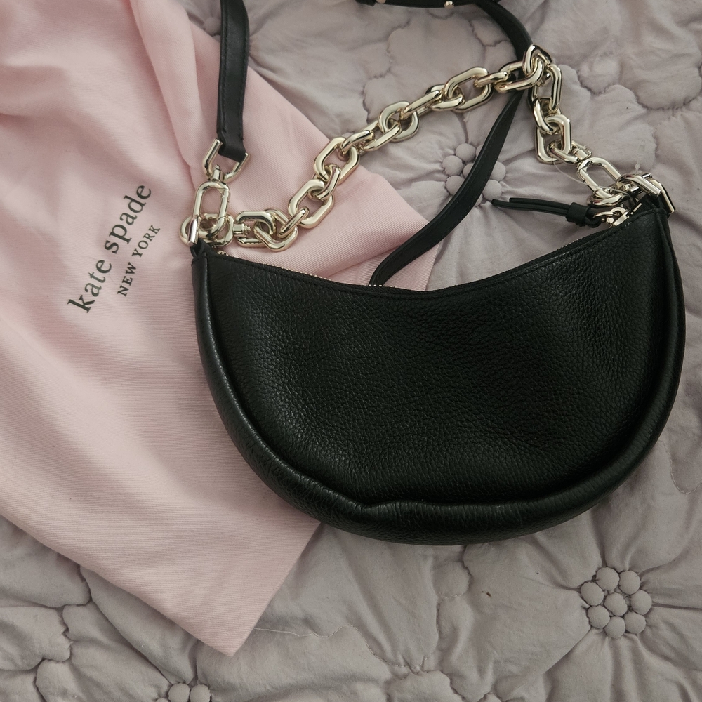 Kate Spade Black Shoulder Bag with Gold Chain - Picture 3 of 3